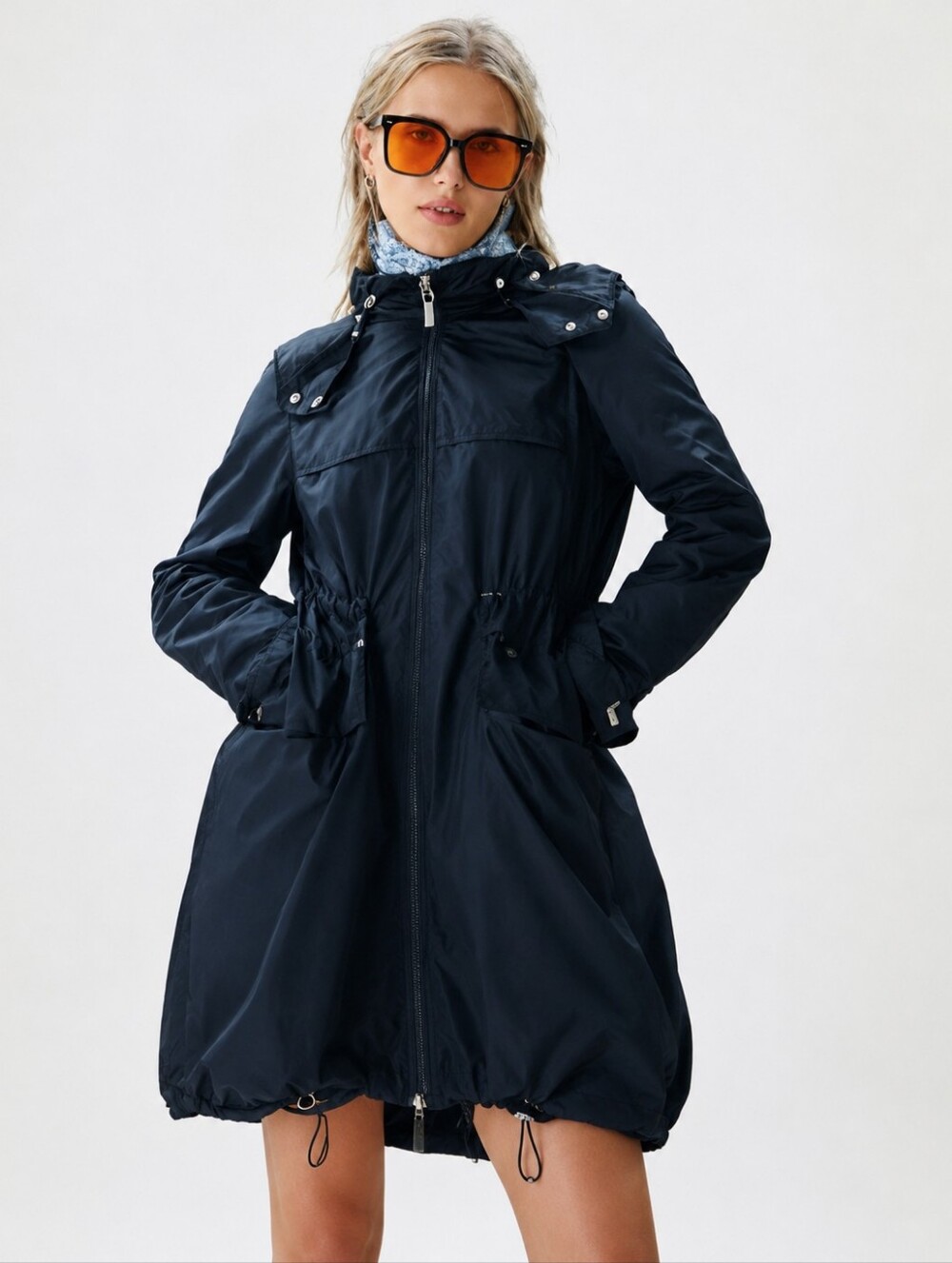 Marina Sport by MARINA RINALDI Hooded Raincoat Jacket Size 19 (US size 10)Navy